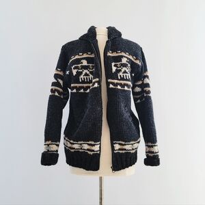Lost Horizons Eagle Southwestern Shawl Collar Wool Knit Jacket Unisex Size XS‎